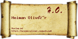 Heiman Olivér névjegykártya